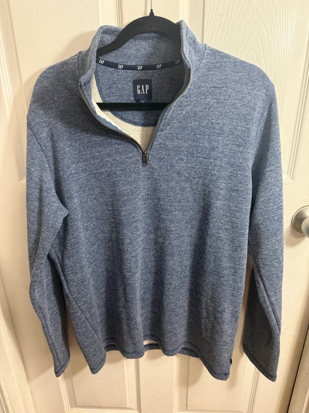 GAP Men's Blue Heather Quarter-Zip Pullover